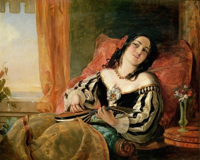 Lady Playing the Mandolin by John Phillip